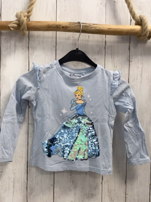  Langarmshirt Gr. 98  hellblau Prinzessin Pailettenrock