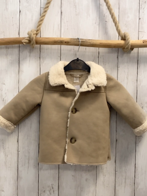 H&M Mantel Gr. 80  beige Teddyfutter