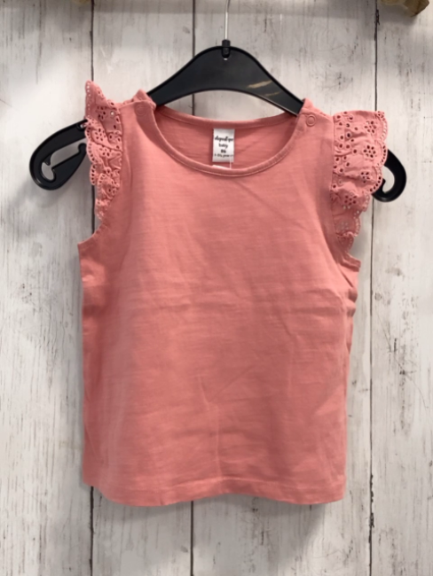 Dopodopo T-Shirt  Gr. 86  altrosa Rüschenärmel mit Lochstickerei 