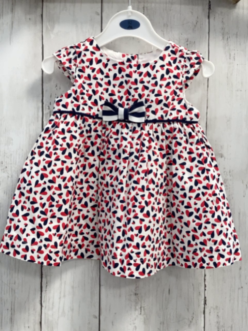   Kleid  Gr. 62  weiß rot blaue Herzen Schleife 