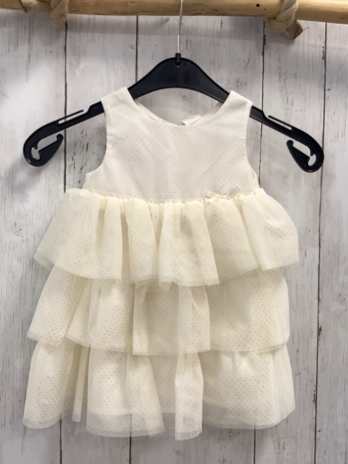 H&M  Kleid  Gr. 68  weiß Tüllüberkleid mit goldenen Glitzerpunkten 
