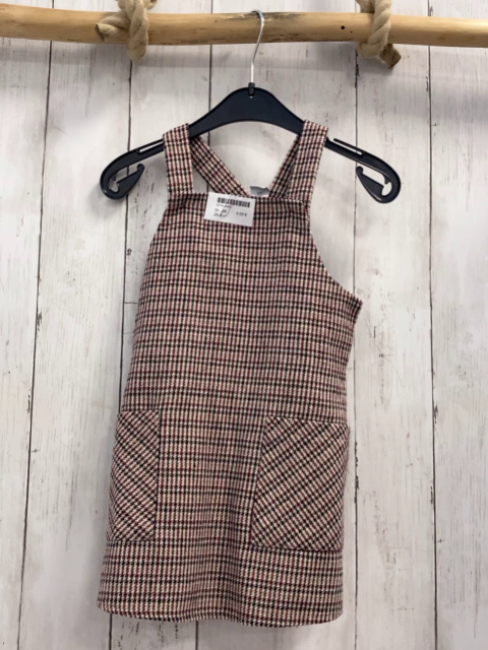   Kleid  Gr. 98  beige weinrot schwarz kariert 
