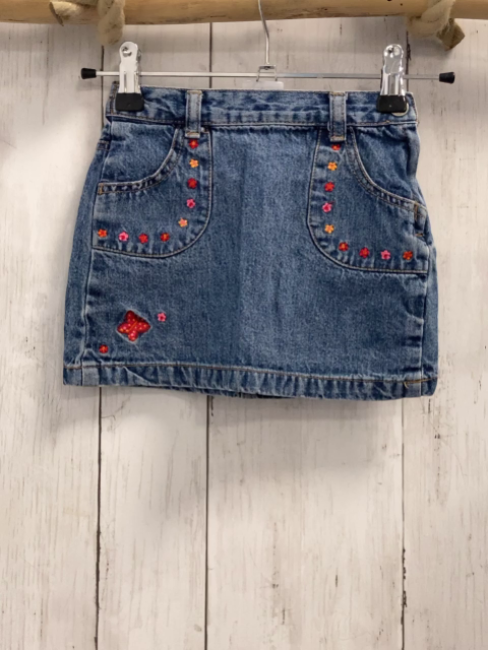 Chiboogi Rock Gr. 86  blau Jeans gestickte Blumen Bund verstellbar 