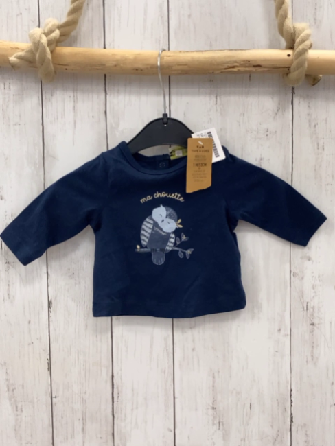 neu Tape à l´oeil  Langarmshirt  Gr. 56  blau Eule goldene Glitzerschrift 