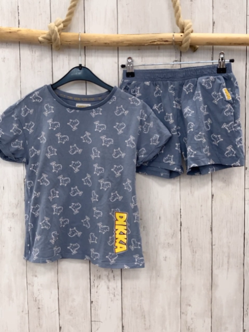 2tlg  T-Shirt + Shorts  Gr. 134  hellblau Dikka 