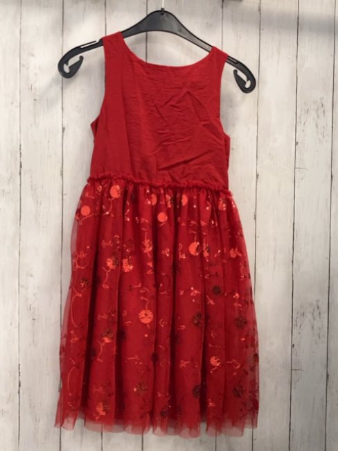 H&M  Kleid  Gr. 140  rot Tüllüberrock mit roten Pailetten
