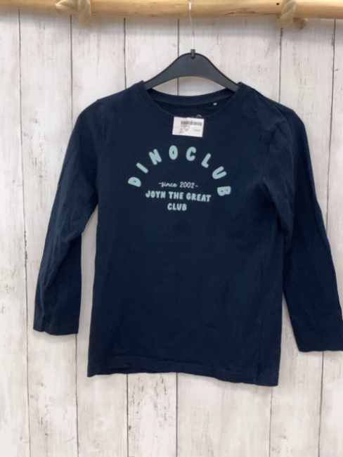  Langarmshirt Gr. 122  blau hellblaue Schrift