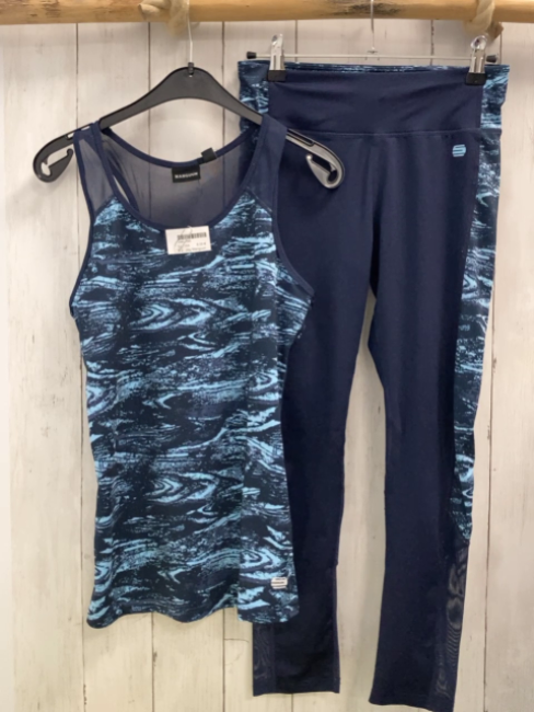 2tlg Manguun  Sportset  Gr. 164  blau hellblau gemustert Top + Leggings 