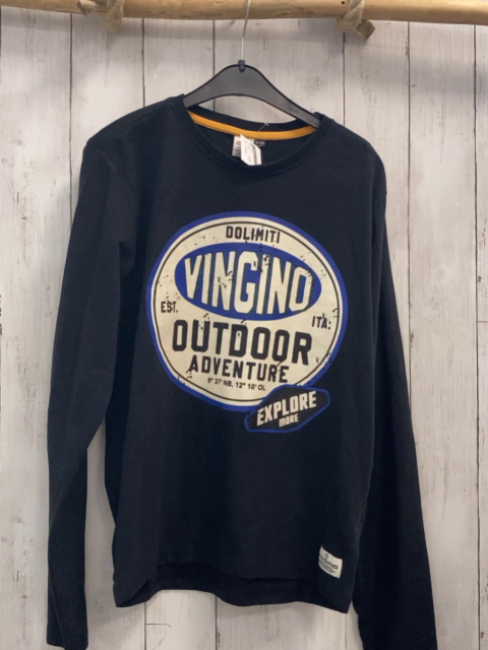 Vingino Langarmshirt Gr. 164  schwarz weiß blauer Druck