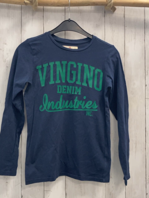 Vingino Langarmshirt Gr. 152  blau grüne Schrift