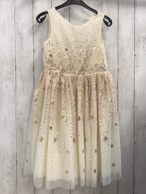 H&M Kleid Gr. 140  beige goldene Pailetten 