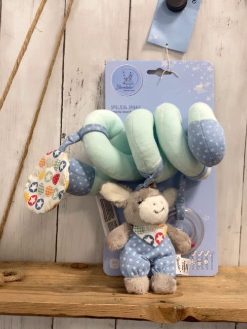 neu Sterntaler  Plüschspielzeug  Maxi Cosi Wurm mint Esel Spiel + Ring mit Kugeln 