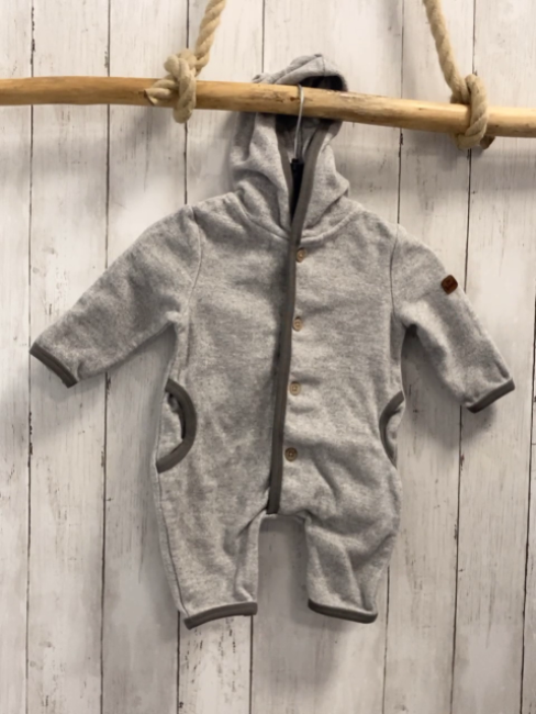   Overall Gr. 62  grau Wolloptik Kapuze grauer Bund 