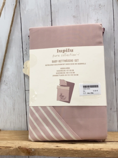 neu 2tlg  Bettwäscheset  altrosa mit weißen Streifen