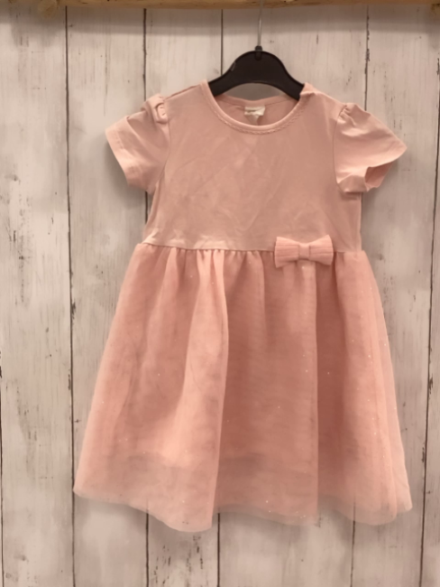 H&M  Kleid  Gr. 86  rosa Tüllüberrock mit goldenen Glitzerfäden 