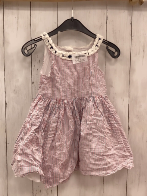 Laura Ashley  Kleid  Gr. 92  weiß blau rote Streifen Unterrock blau weißer Ausschnitt mit Rüschen 