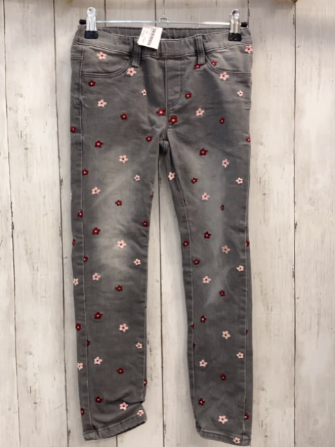 S´Oliver  Jeggings  Gr. 128  grau Jeans weinrot rosa Blumen 