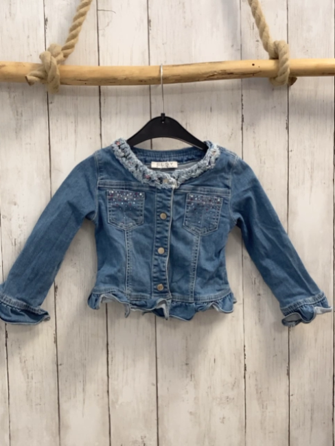 Elsy  Jeansjacke  Gr. 98  blau Glitzersteine Rüschensaum