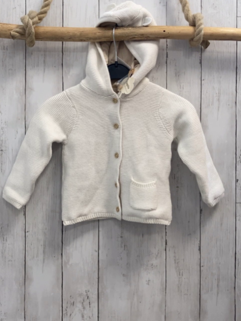 neu  Strickjacke  Gr. 86  weiß Kapuze mit Ohren 