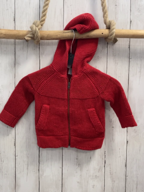 GAP  Strickjacke  Gr. 86  rot Kapuze Glitzer 