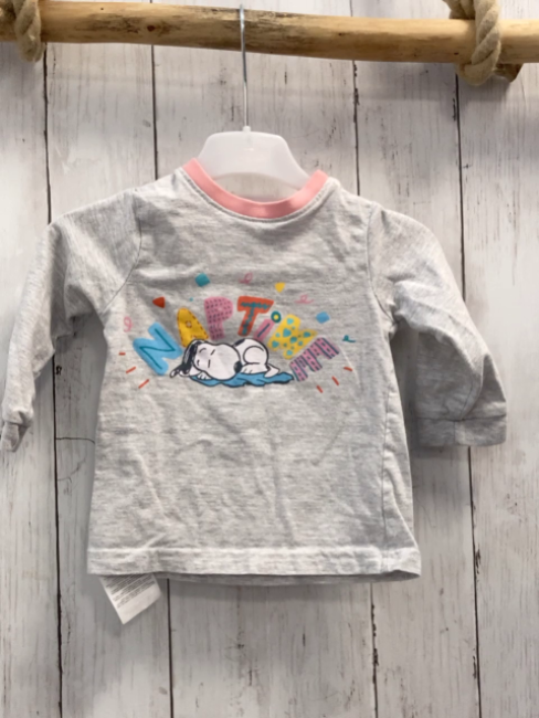 Peanuts Langarmshirt Gr. 74  grau rosa Bund Snoopy