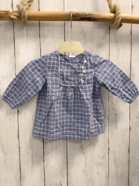 H&M  Bluse Gr. 68  blau rosa hellgrau kariert 