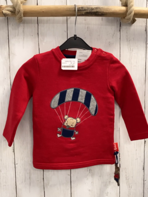 neu Sigkid  Pullover  Gr. 86  rot Maus mit Fallschirm NP25,95 € 