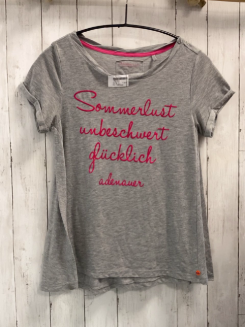 Adenauer T-Shirt Gr. L grau pink Schrift 