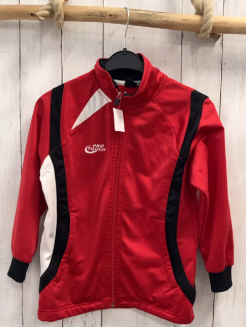 Pro Touch  Joggingjacke  Gr. 116  rot + schwarz weiße Streifen schwarzr bund