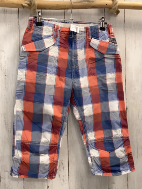 H&M  Shorts  Gr. 152  blau hellblau grau orange weiß kariert Bund Verstellbar 
