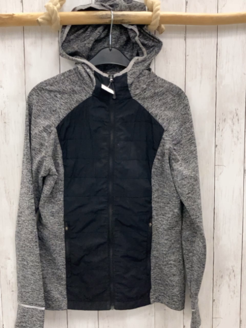  Joggingjacke Gr. 42  schwarz grau melierte Ärmel Kapuze