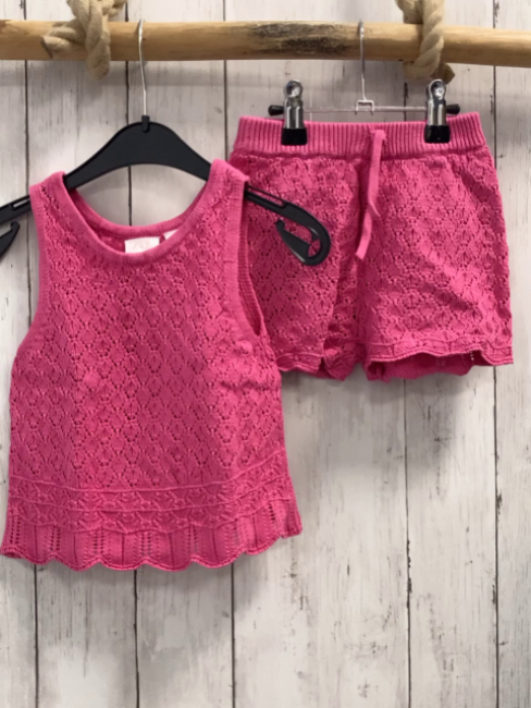 2tlg Zara  Top + Shorts  Gr. 104  pink Strick Wabenmuster 