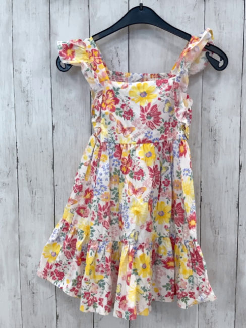  Kleid Gr. 110  weiß bunte Blumen