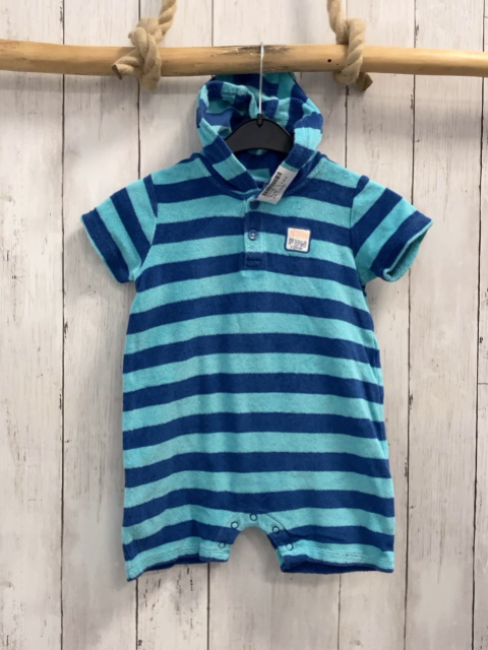 S´Oliver  Playsuit  Gr. 92  türkis blaue Streifen Frottee Kapuze 