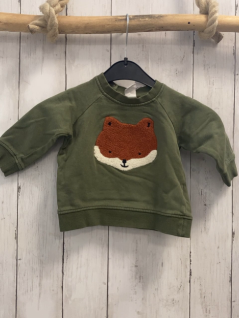 H&M  Pullover  Gr. 74  kiwi Plüschfuchskopf 