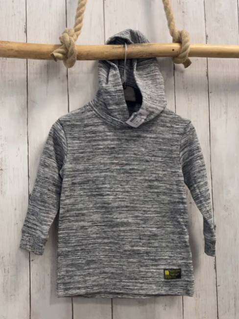 next Pullover Gr. 98  grau meliert Kapuze
