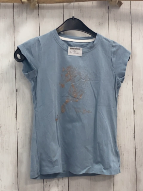 Felix Bühler  T-Shirt  Gr. 134/140  hellblau Pferd aus goldenen Glitzerpunkten 