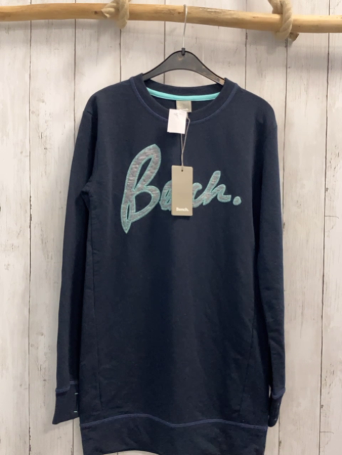 neu Bench Longpulli  Gr. 164  blau graue Schrift mit mint Rand 