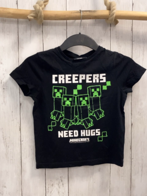 Minecraft  T-Shirt  Gr. 122/128  schwarz grüne Minecraft Figuren weiße Schrift 