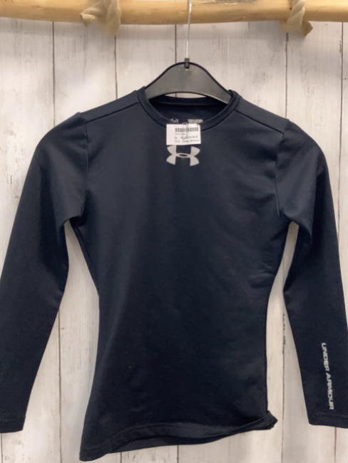 Under Armour  Sportshirt lang  Gr. 134/140  schwarz hellgraues Label + hellgraue Schrift 
