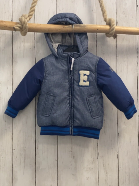 neu Esprit  Winterjacke  Gr. 62  blau grau meliert blaue Ärmel 
