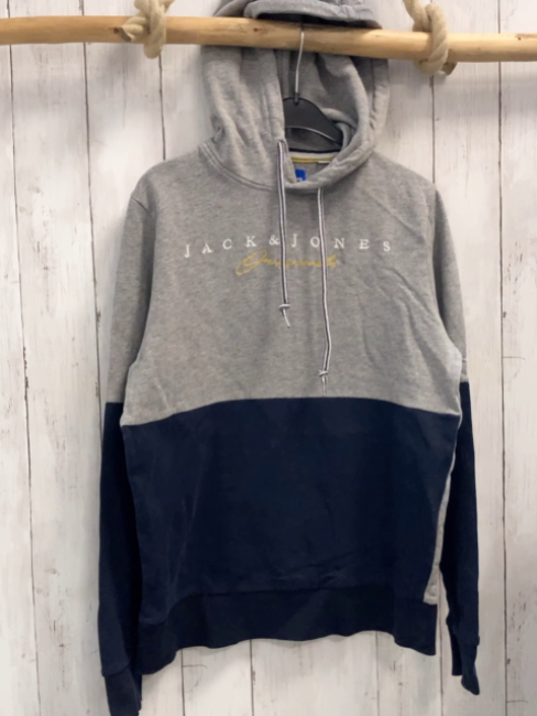 Jack & Jones  Pullover  Gr. 158/164  grau blau Kapuze Schrift 