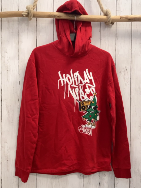 H&M  Pullover  Gr. 170  rot Kapuze Tannenbaum weiße Schrift 