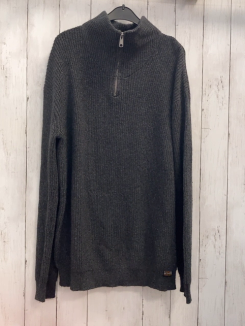 H&M  PUllover  Gr. 170  grau Rippen Strick Reißverschlus 
