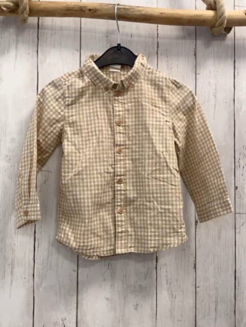 H&M Hemd Gr. 92  beige weiß kariert