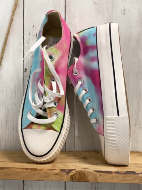 British Knights  Leinenschuhe  Gr. 40  hellblau pink hellgrün gemustert weiße dicke Sohle 