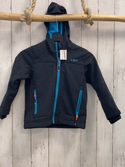 CMP Softshelljacke  Gr. 98  schwarz hellbauer Bund Schrift + Fleecefutter 