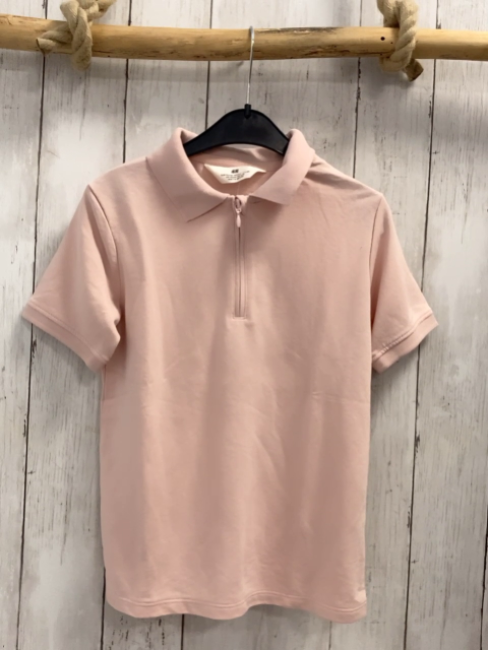 H&M T-Shirt  Gr. 122  rosa Polokragen Reißverschluss 