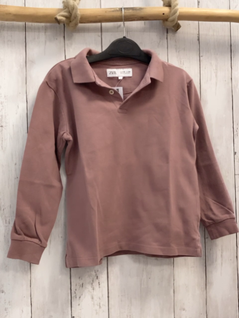 Zara  Langarmshirt  Gr. 128  altrosa Polokragen 