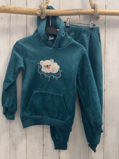 2tlg  Pullover + Jogginghose  Gr. 116  petrol Nicky Kapuze weißes Tier 